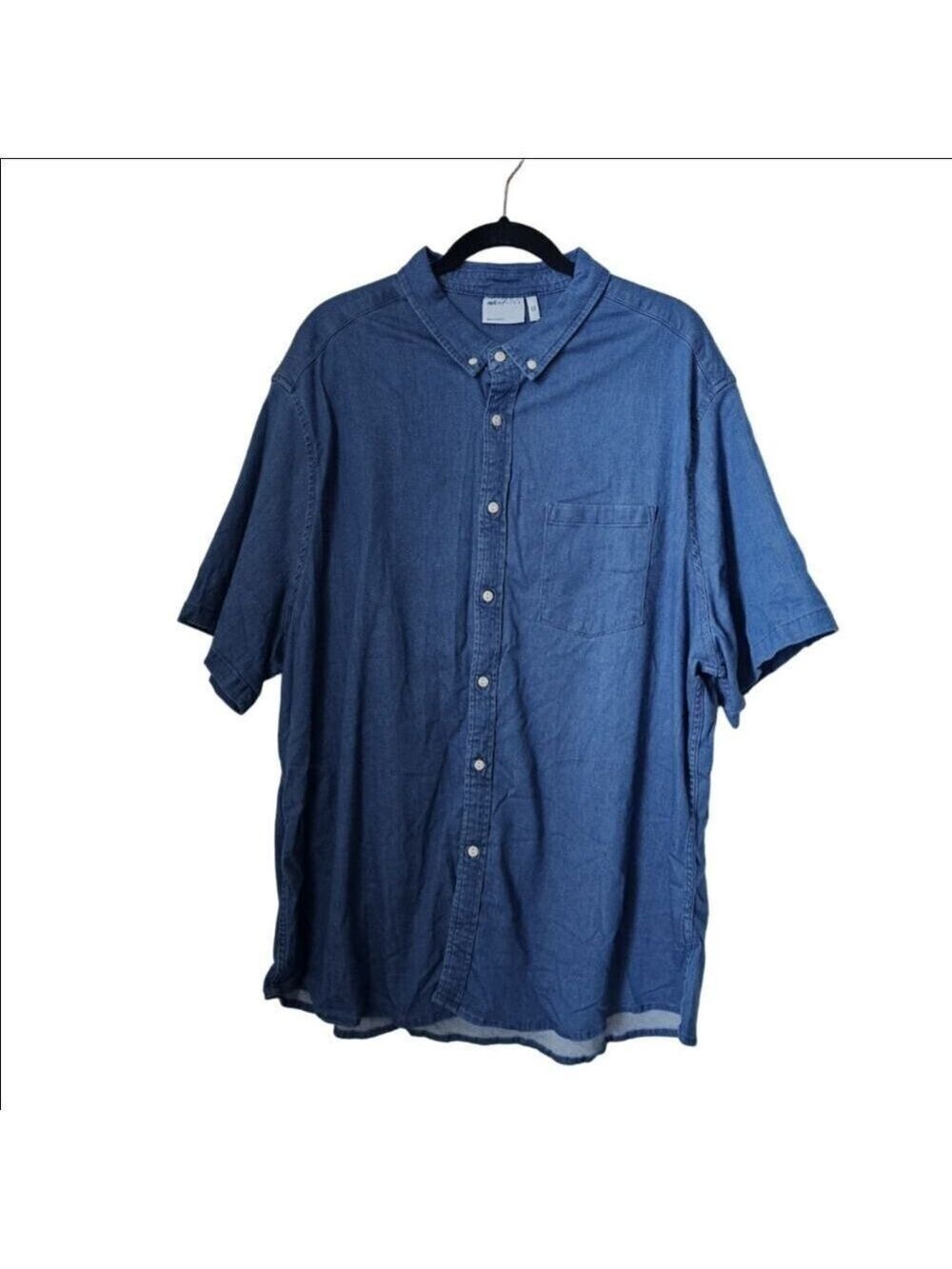 Asos Design Blue Denim Chambray Short Sleeves Button Down Shirt Size 4XL